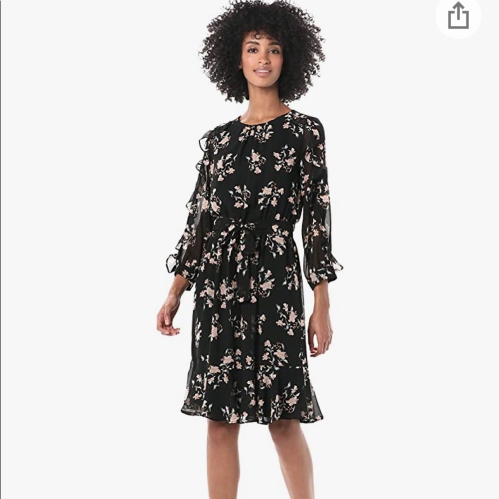 NWT Calvin Klein Black Floral Dress Sz 6 Wedding